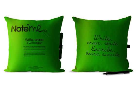note me pillow green