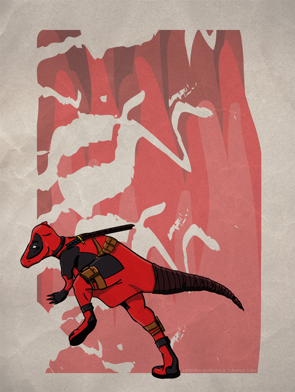 Superhero Dinosaur - Pachycephalosaurus Deadpool