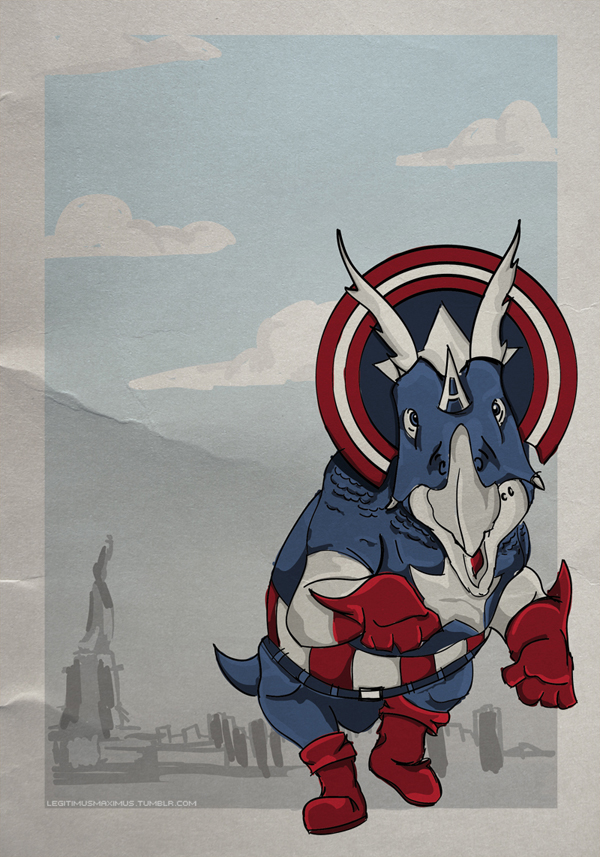 Superhero Dinosaur - Triceratops Captain America