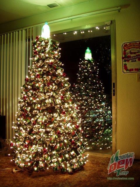christmas tree mountain dew cans