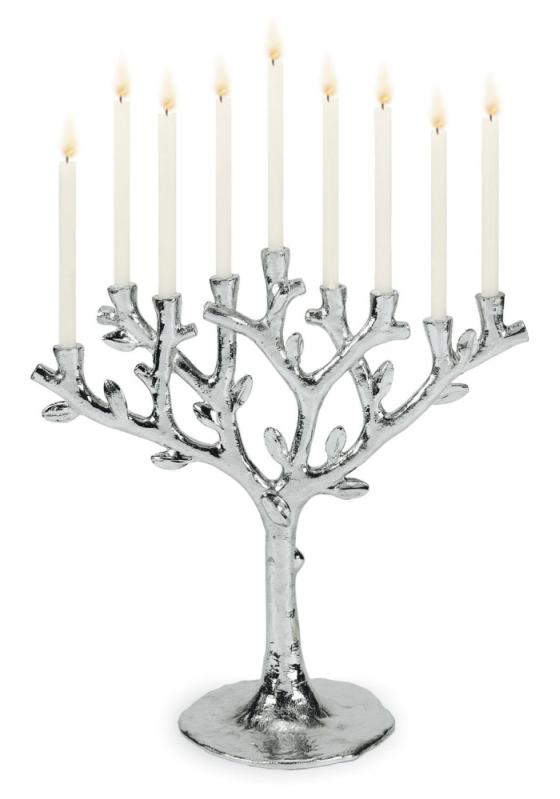 silver menorah lighting
