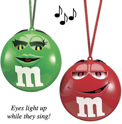 xmas ornaments singing m&m