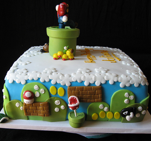 Mario Birthday Cake Back View