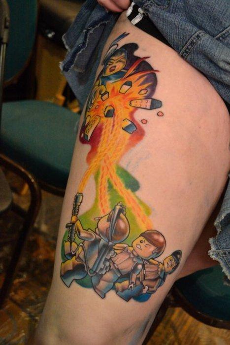 ghostbusters tattoo leg