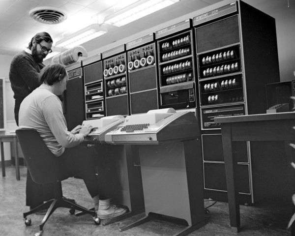 Dennis Ritchie and Ken Thomspon with their Unix computer