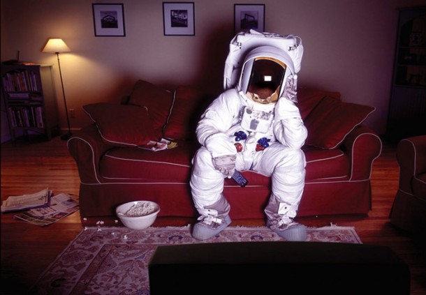 Astronaut watching TV