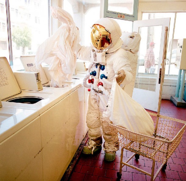 Astronaut in a laundromat