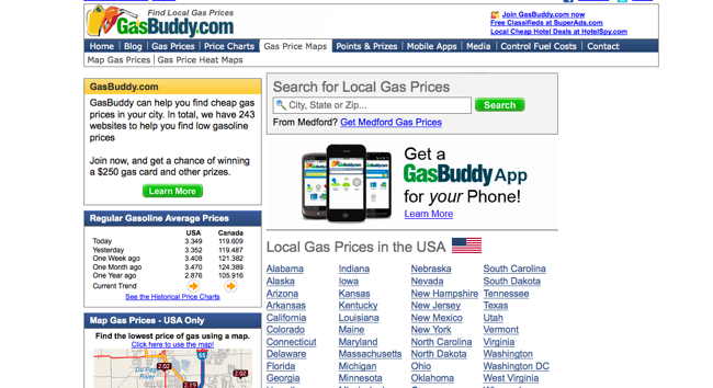 GasBuddy website