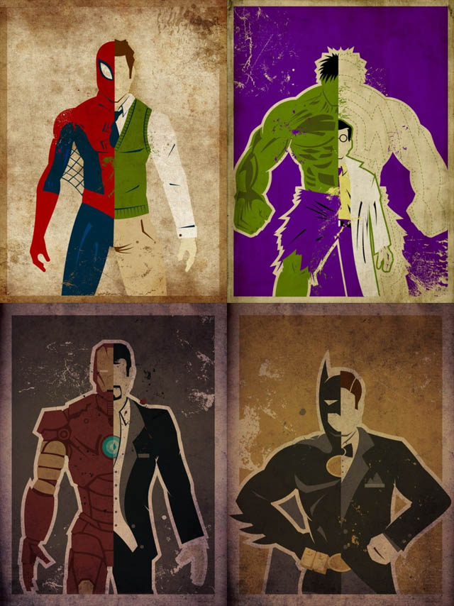 Superhero Split Personalities Art