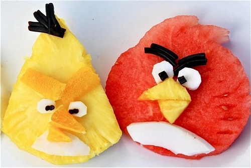 angry birds fruit slices