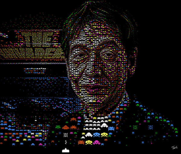 A mosaic of "Space Invaders" creator Tomohiro Nishikado