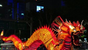 beautiful chinese dragon at night