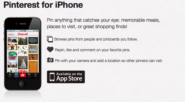 Pinterest iPhone app