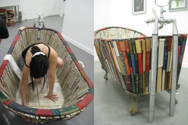 Bathtub made out of books