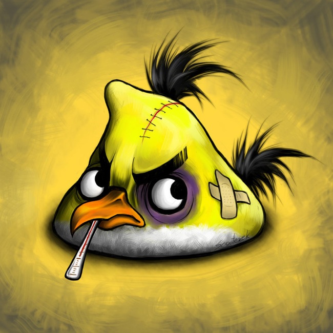 Injured yellow angry bird