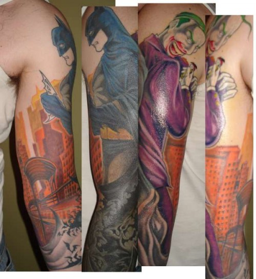 Batman & Joker Sleeve Tattoo - Walyou