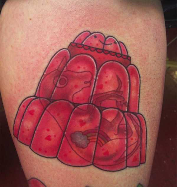 Surreal Tattoo: Unicorn Fetus in Jelly Mold