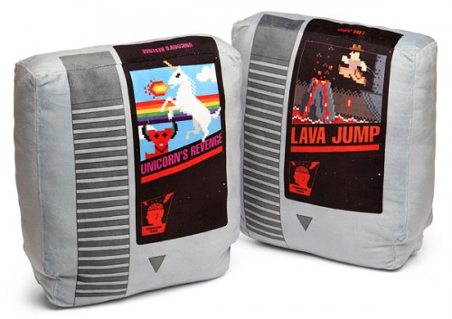 Retro video game cartridge pillow set from ThinkGeek image 1