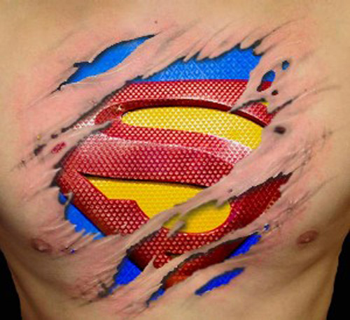 Torn Chest Superman Tattoo