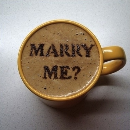 Coffee foam marriage proposal