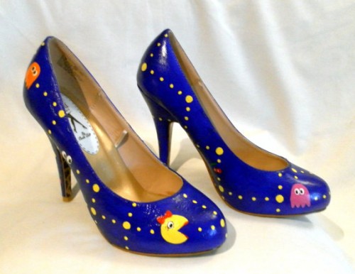 Custom Hand Painted Ms. Pac-Man High Heels image 1