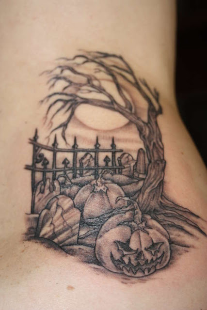 Graveyard Pumpkin Tattoo