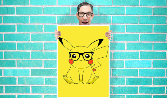 Hipster Pikachu poster