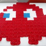 Pac-Man Red Ghost 8-bit Crochet Blanket by AtomicBits