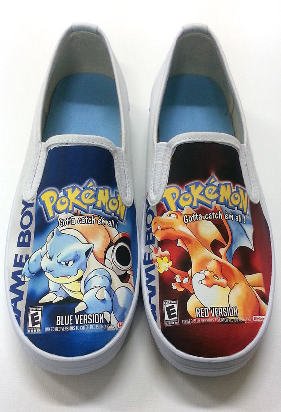 Pokémon Blue and Red box art canvas shoes