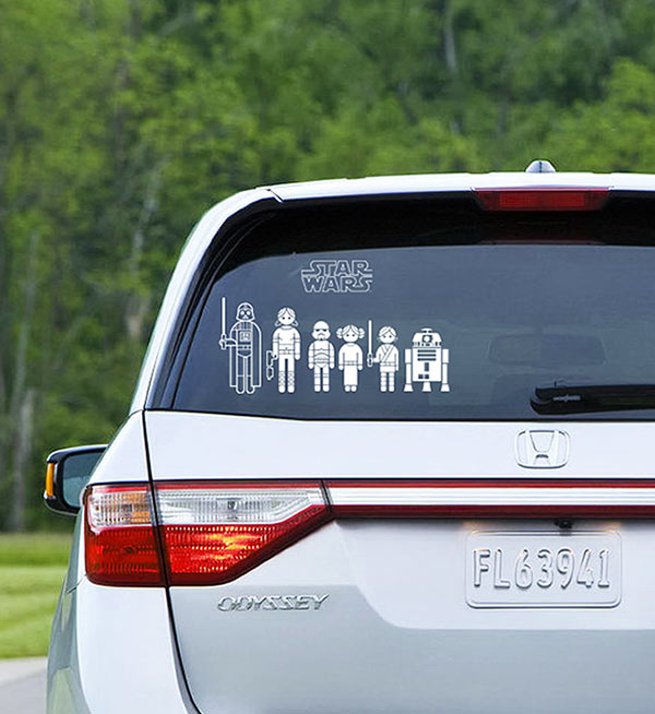 Geeky Car Accesories Star Wars Family Car Decals
