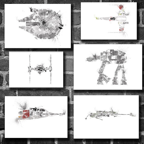 6 Star Wars Vehicles movie posters minimalist poster