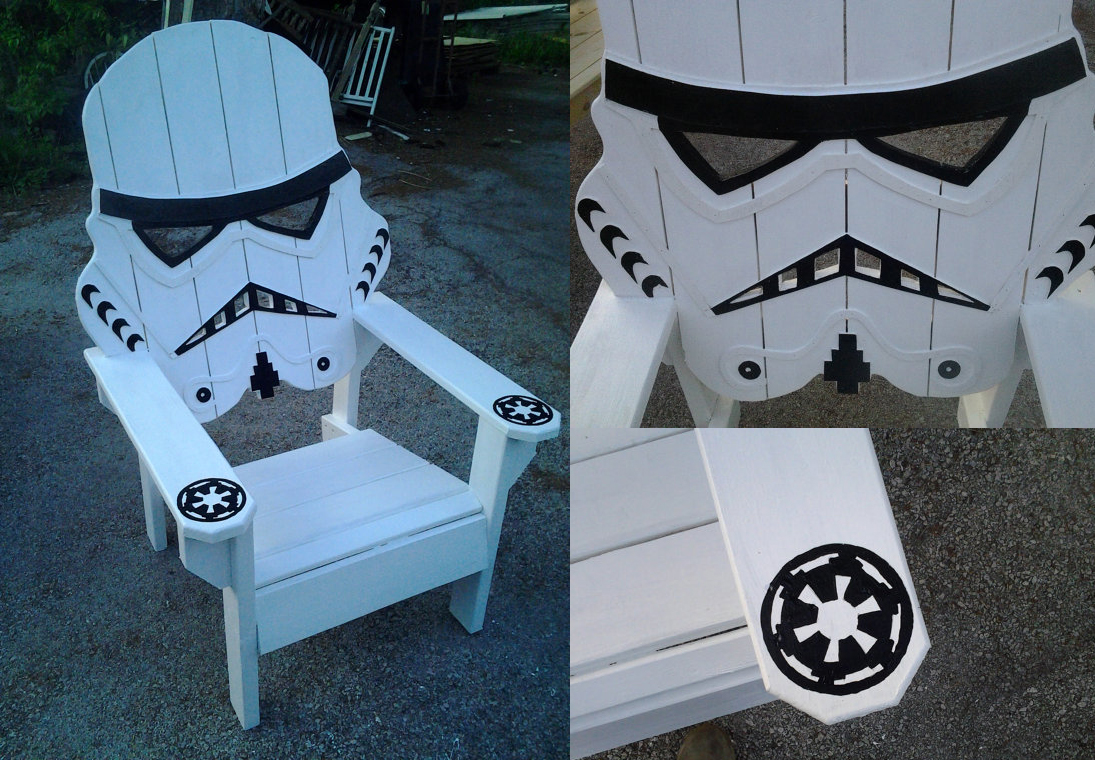 star wars storm trooper chair,Adirondack chair, Yard furniture, big man sized, sturdy,Death star, themed chair, custom beach chair.....