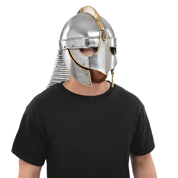 King Helmet With Etching And Chain Mail