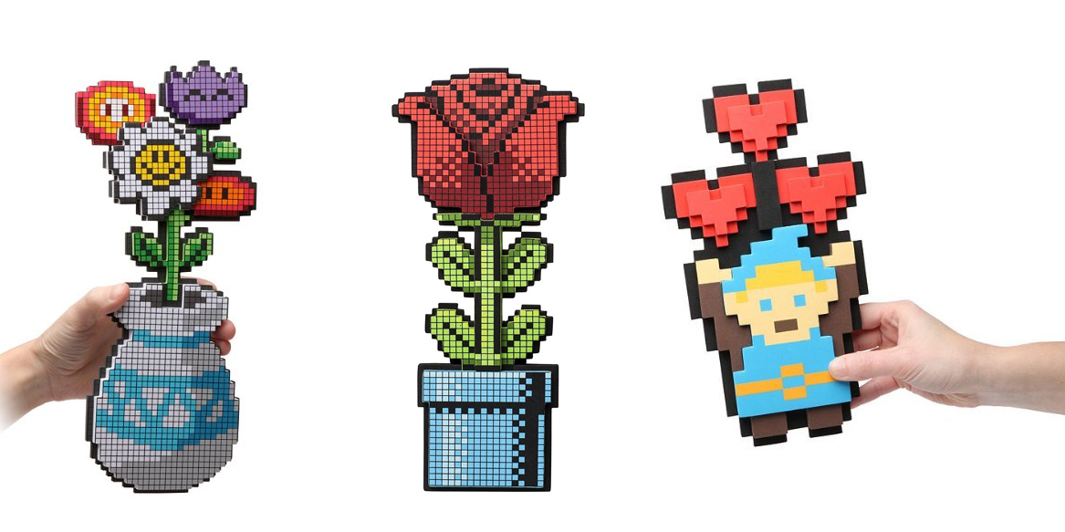 geeky funny Valentines Day gift idea 8-bit Bouquet