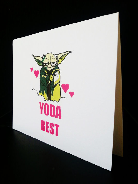nerdy Valentine's Day card Yoda. Star Wars Card
