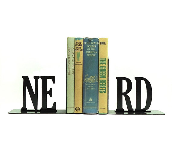 NERD Text Metal Art Bookends