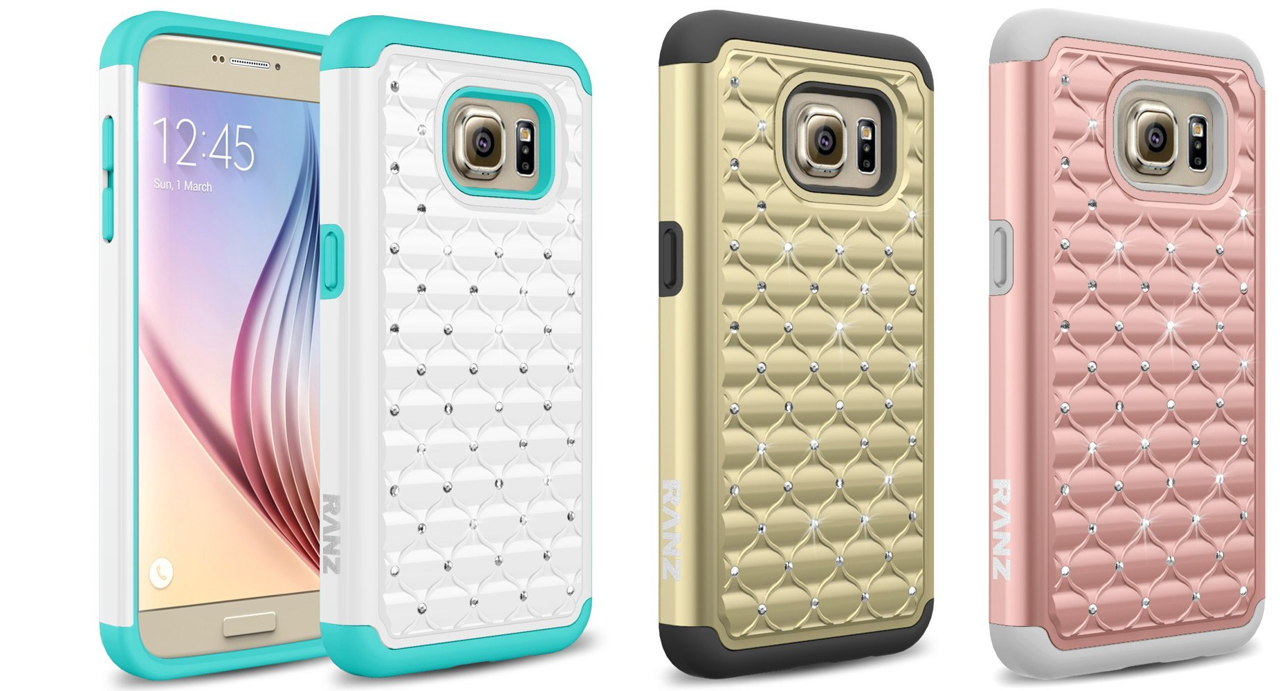 Galaxy S7 Case Diamond Studded Bling Silicone Rubber Skin Hard Case