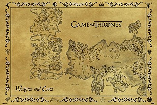 Game of Thrones Antique Style Map of Westeros & Essos