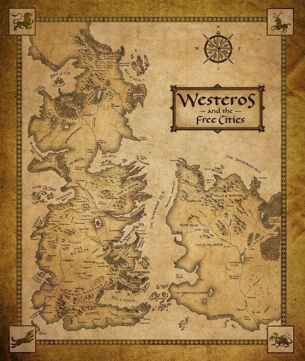 Game of Thrones Map of Westeros & the Free Cities