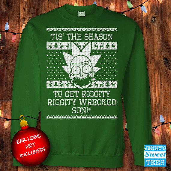 rick-morty-xmas-sweater-riggity-wrecked