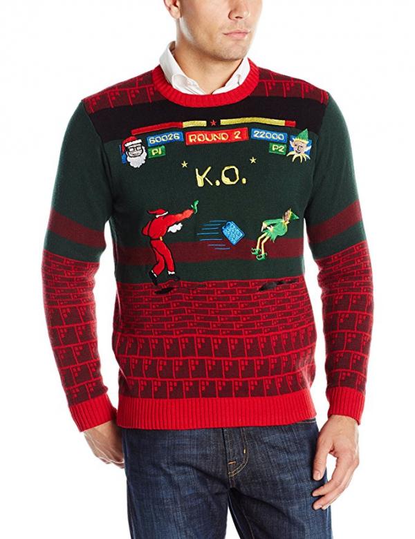 Santa Fighting Game Ugly Christmas Sweater