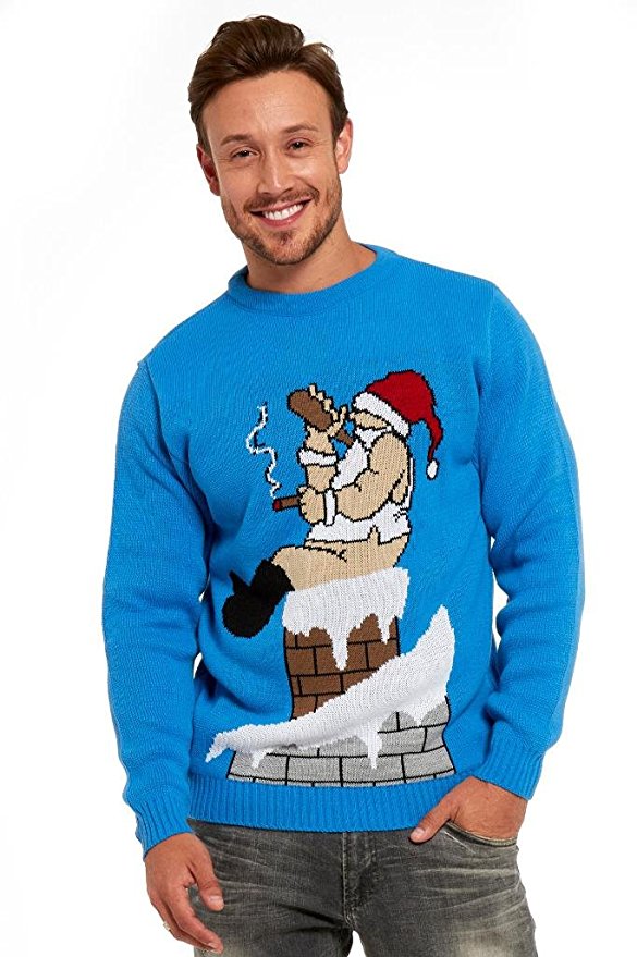 Santa on a Chimney Ugly Christmas Sweater