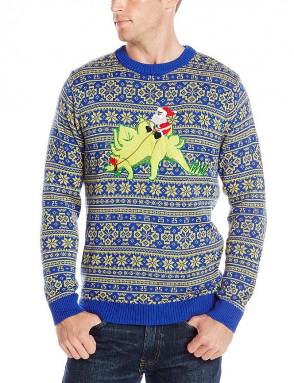 Santa on a Dinosaur Ugly Christmas Sweater