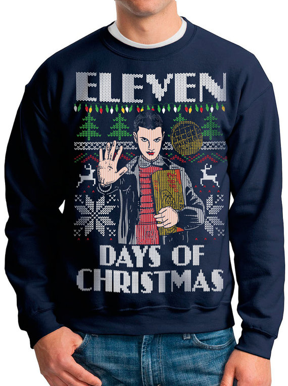 Stranger Things Eleven Days of Christmas Ugly Sweater