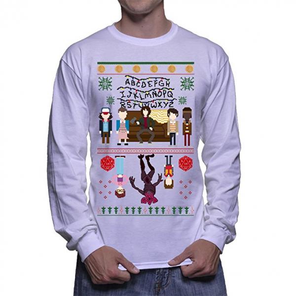Stranger Things Letters Sweatshirt Ugly Christmas Sweater X-mas Light White 