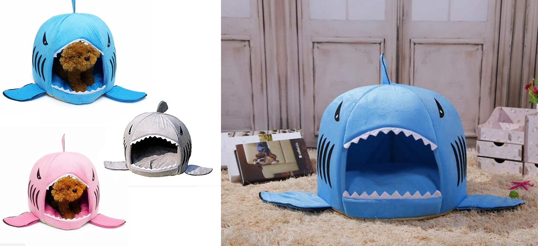 funny-dog-cat-gift-ideas-pet-bed-kamier-shark-round-washable-soft-cotton-dog-cat-pet-bed
