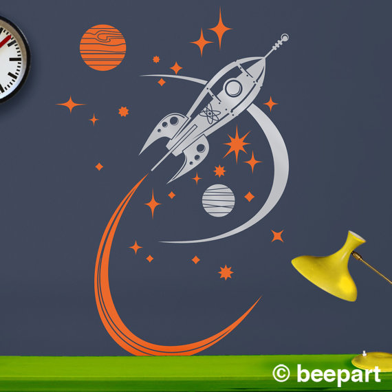 Rocket Ship & Space Wall Decal