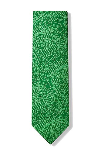Men's Microfiber Green Computer Science Circuit Board Geek Necktie Neck Tie Neckwear
