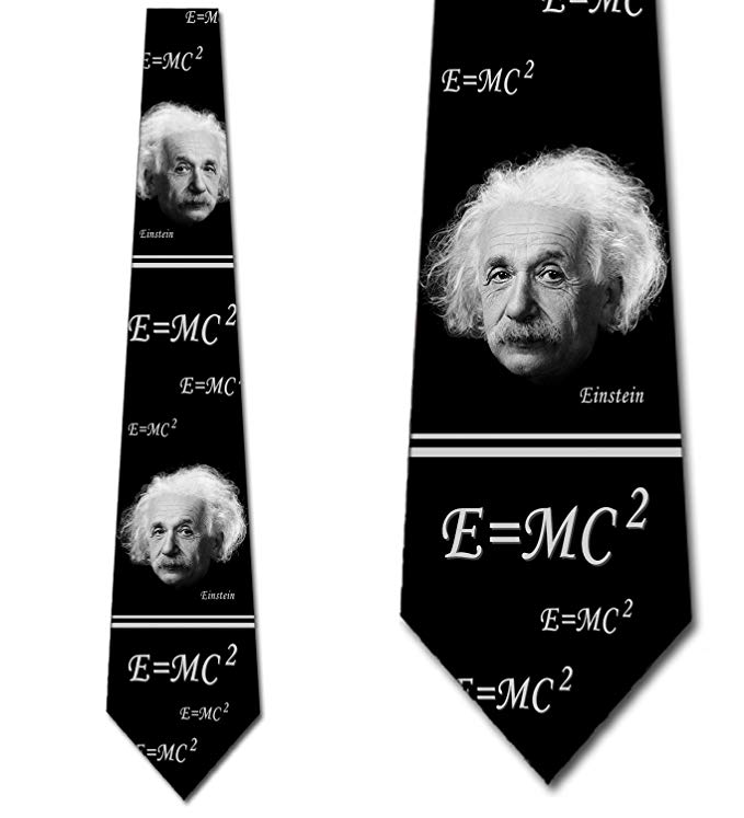 Albert Einstein Tie Scientist Necktie Black for Men by Three Rooker