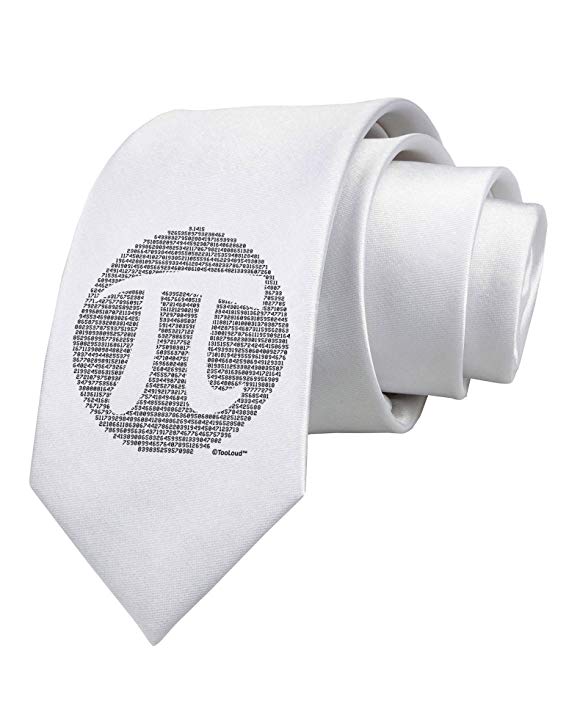 TooLoud Pi Day Design - Pi Circle Cutout Printed White Neck Tie